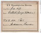 Etiketten zu Calcit (Fasriger Kalkstein) (NHMW-MIN-Aa1477)